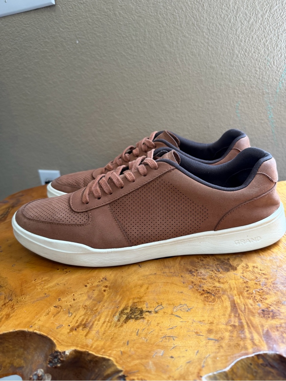 Cole Haan Men's Grand Crosscourt Modern Perforated Sneaker, British Tan, Size 13